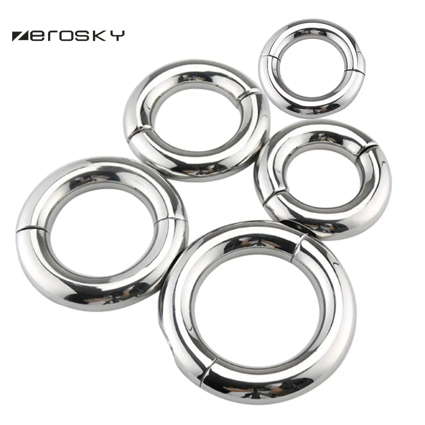 Zerosky Male Penis Rings Ball Stretcher Weight Steel Ball